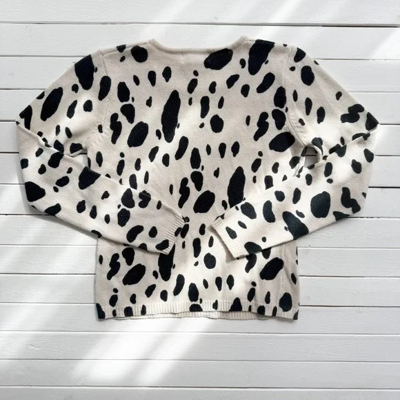 cow spot pattern cream black y2k vtg silk angora sweater